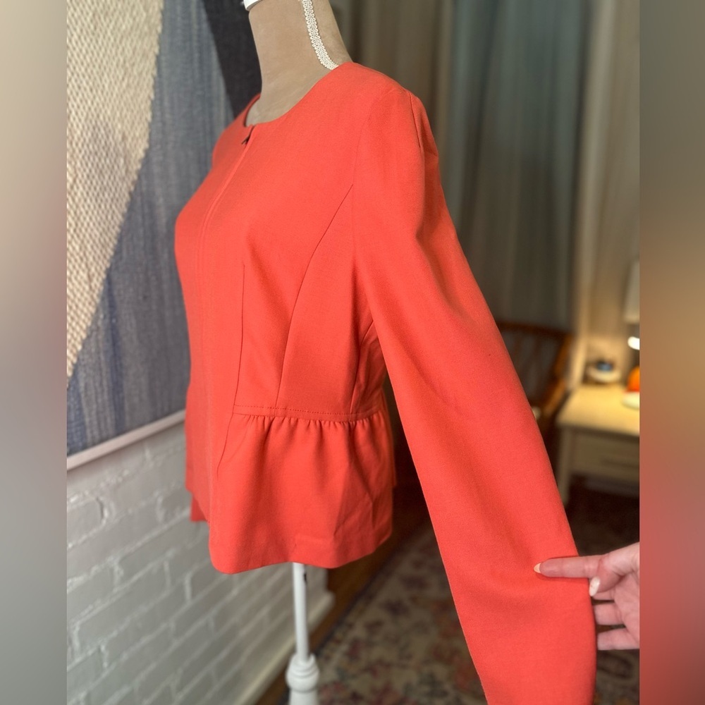 NWT Loft Coral Zip Up Heavy Knit Blazer with Peplum Detail - Picture 8 of 11